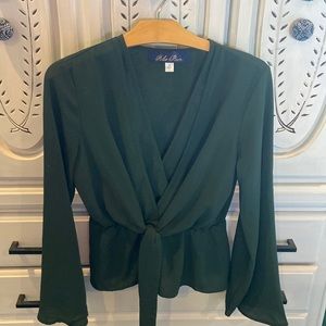 Blue Rain faux wrap green blouse